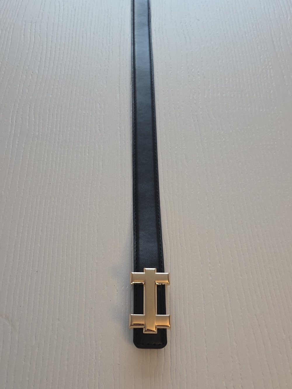 Black Belt With Gold H Buckle